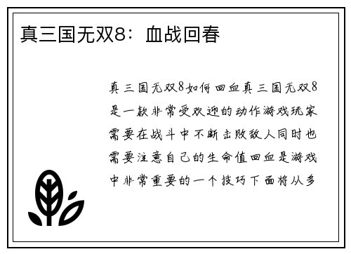真三国无双8：血战回春